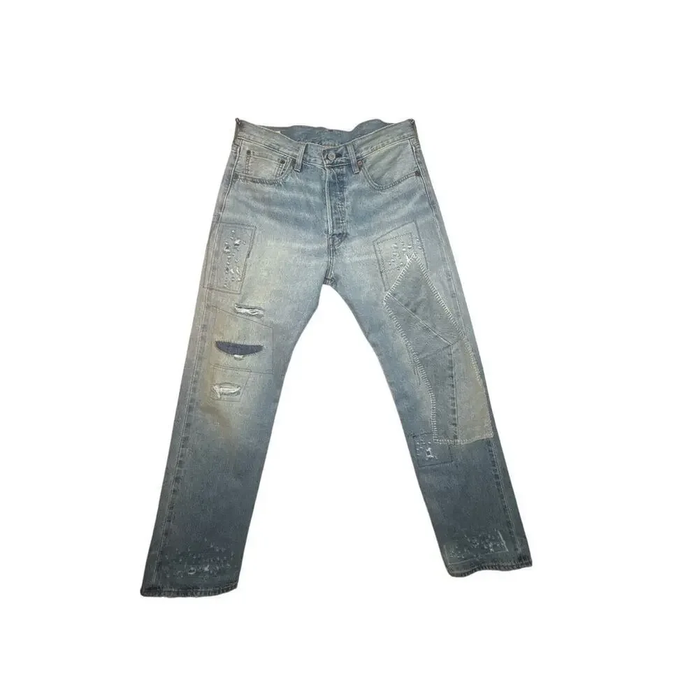 Levi's 501 Jeans, Men's, 32x32 Rare Happy To Be Here Destructed Hemp Selvedge
